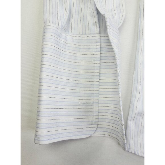 Tasso Elba Spa Iron Free Size 15.5 32-33 Medium Men Blue White Black French Cuff - Picture 6 of 10